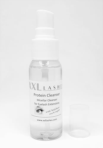 XXL Lashes Make-up Protein Reiniger, Wimpern Mizellen Reiniger mit Wildrose für Wimpernverlängerungen geeignet, öl- und alkoholfrei, 20 ml Wimpernshampoo im Sprühdosierer