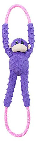 ZippyPaws - Monkey RopeTugz, Squeaky and Plush Rope Tug Dog Toy - Purple