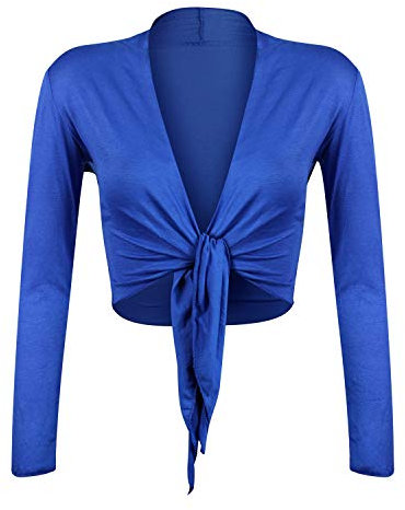 Glamexx24 Damen elegante Bolero Jäckchen Langarm Achselzucken Strickjacke BL0001, Blau, Gr.- S/M