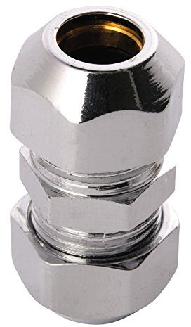 Sanitop-Wingenroth Doppel-Quetschverschraubung | Kupplung mit 2 Quetschen | 12 mm | Quetschverschraubung | Für Kupfer-Rohre | Anschluss von Armaturen | Verchromt, 16196 1