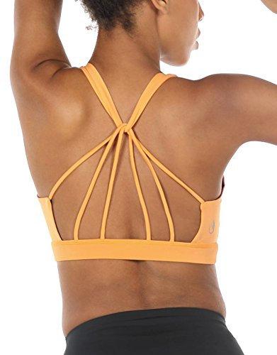 icyzone Yoga Sport-BH Damen Bustier mit Gepolstert - Atmungsaktiv Ohne Bügel Sports Bra Top (L, Banana)