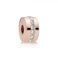 PANDORA Clip Funkelndes Zwischenelement Charm in 14 Karat rosévergoldeter Metalllegierung mit Cubic Zirkonia Steinen Moments Collection