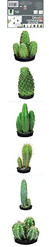 PLAGE Cactus Decorazione Adesiva per Piastrelle, Vinile, Verde, 15 x 3 x 15 cm, 6 Pezzi
