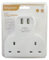 1x 2-Way Power Strip with 2 USB Ports - Multi Plug Mains Wall Socket Extension for Home, Travel - No Lead or Cable - By Kingavon