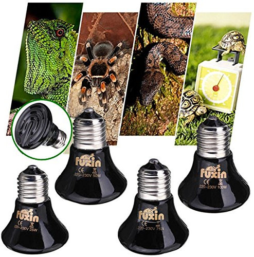 MASUNN 220V Mini Black Ceramic Heat Infrared Emitter Lamp Bulb for Reptile Pet Brooder 25W/50W/75W/100W - 50W