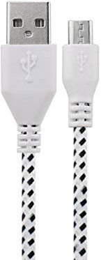 Shot Case - Cable Tresse 1m pour Manette Playstation 4 PS4 Chargeur Connecteur Micro-USB Lacet Fil Nylon Universel (Couleur Blanc)