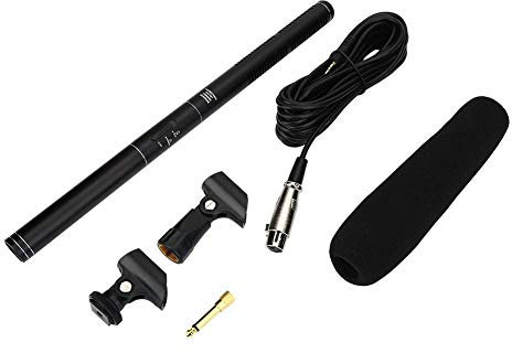 EBTOOLS Professional Interview Microphone Uni-directional Condenser Replacement for DSLR Camera DV Camcorders (Black)