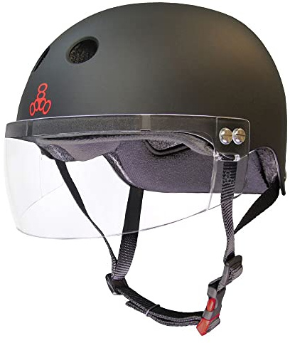 ONE'S Triple Eight Sweatsaver Black Rubber With Visor Roller Derby Helmet - Large/Extra Large