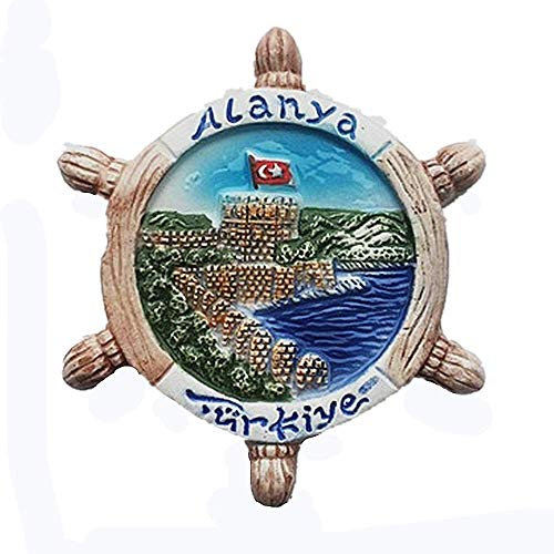 3D-Kühlschrankmagnet, Ruderform, Alanya, Türkei, Souvenir, Geschenk, Dekoration für Zuhause und Küche, Alanya, Türkei, Kühlschrankmagnet-Kollektion (blau)