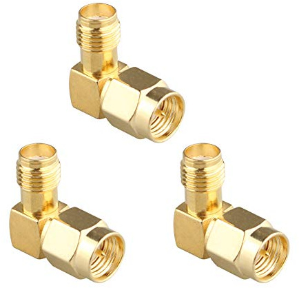 Jopto 3PCS RF Adapter Koaxial Stecker SMA Stecker auf SMA Buchse 90° Winkel L Typ vergoldet Adapter für Antennenstecker Fatshark Brille Hsdpa Huawei 2G 3G 4G LTE UMTS mobiles Breitband