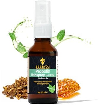 Bee&You Propolis Halsspray mit Honig (6%) 30 ml (Wohltuende Zusammenmischung, Fairer Handel, Natürliche & kontrollierte Zutaten)