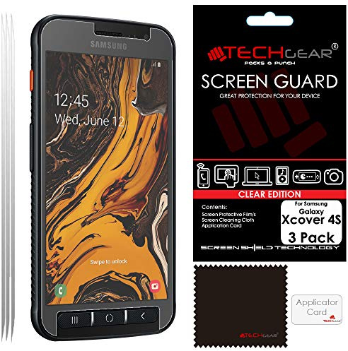TECHGEAR [3 Pack] Screen Protectors for Galaxy Xcover 4S, CLEAR LCD Film Screen Protectors Cover Guards Compatible with Samsung Galaxy Xcover 4s