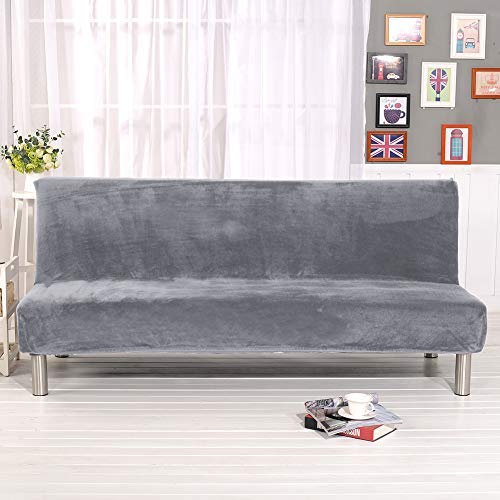 ele ELEOPTION Sofabezug ohne Armlehne,Elastisch Schlafsofa Bezug mit Kissenbezug,Verdickung Samt Sofa Überwurf für Faltbar Sofabett Schlafsofa (Silber grau)