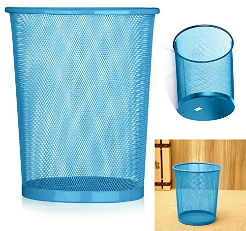 Unicorpse Large Colourful Mesh Waste Paper Basket Office Metal Dustbin Rubbish Bins Trash (Sky Blue)