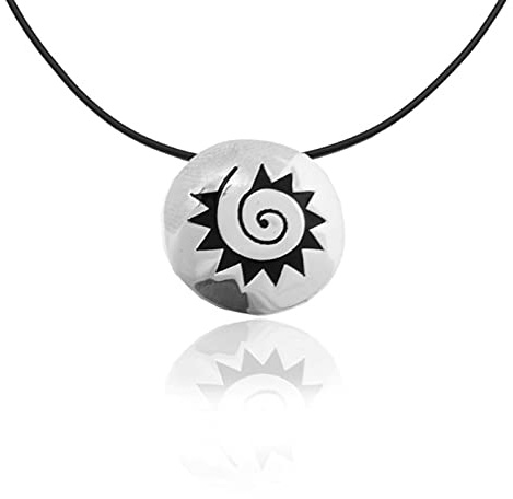 pakilia Kettenanhänger Sol azteca - inkl. 45cm Kette - fair trade Halskette, Handarbeit aus Mexiko, 925 Sterling Silber