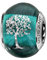 Thabora Ciondolo scorrevole in argento rodiato (argento 925‰ + protezione rodio) Murano verde simbolo albero della vita, Argento sterling