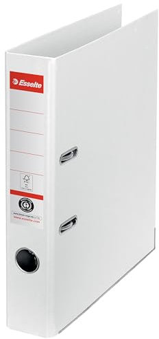 Esselte No.1 Ordner, 350 DIN A4 (80 g/m²), 50 mm Rückenbreite, 100% Recycelter Karton, Weiß, 627577