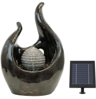 Gardenwize - Baroque-Style Solar Water Feature Garden with Battery Back-up | LED Light, Battery Backup, Baroque-Style Design, Solar Powered, For Patio, Decking & Garden Décor