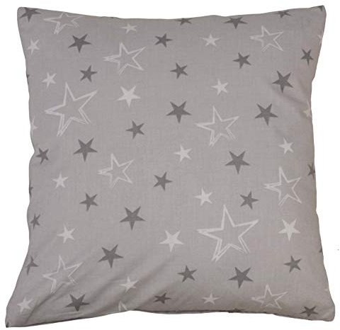 Hans-Textil-Shop Kissenbezug Weihnachten Winter Christmas Baumwolle - Kissen, Kissenhülle, Sofa, Couch, Deko (Sterne Grau, 40 x 40 cm)