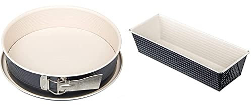 Zenker Springform Ø 26 cm CREME NOIR, Backform mit Flachboden und Auslaufschutz (Crème/Anthrazit), 1 Stück & Königskuchenform Crème Noir, Durchmesser 30 cm, Edelstahl, grau/beige, 32 x 13 x 7,5 cm