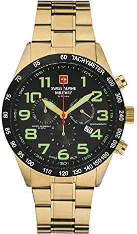 Swiss Alpine Military Herren Uhr Chronograph Analog Quarz 7047.9117SAM Edelstahl