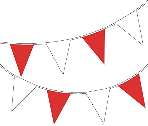 Happium Banderines de color sólido de 10 m para decoración de fiestas (rojo, blanco)