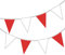 Happium Wimpelkette, 10 m, einfarbig, Wimpelkette, Party-Dekoration, Rot / Weiß