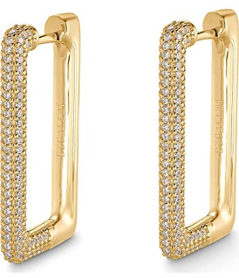 JETTE Damen-Creolen 925er Silber 322 Zirkonia One Size, Gelbgold 32018378