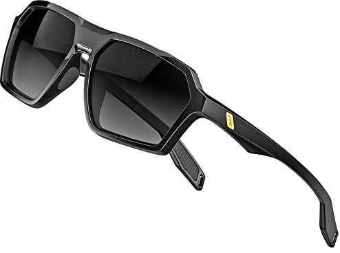 ATTCL Polarisierte Sonnenbrille Herren Sportbrille mit UV-Schutz Hexagonal TR90 Rahmen 2137 C1 Black+grey