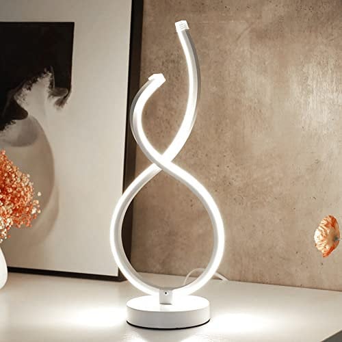 Modern Table Lamp, Energy-Saving Spiral Acrylic Metal Desk Lamps, Bedroom Bedside Decorative Lights Night Lamp, Reading Desk Light Home Living Study Room LED Night Light