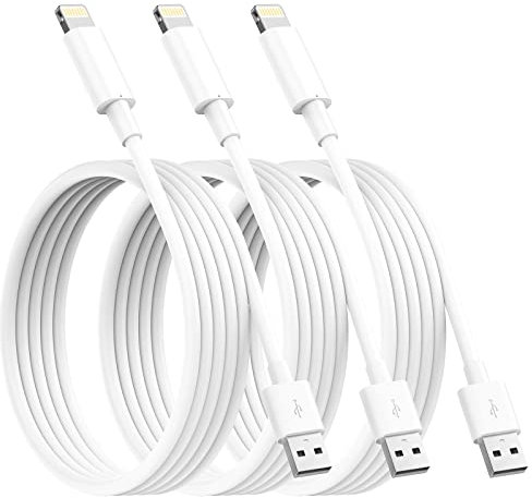 Marchpower 3 Pack 3M iPhone Charger Cable, MFi Certified Lightning Cable, Extra Long Charging Cable iPhone Leads for iPhone 13 12 Mini Pro 11 Pro XS Max X XR 8 7 6 6 Plus, iPad, iPod - White