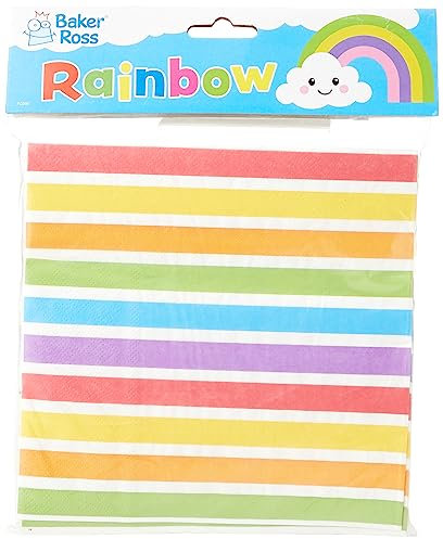 Baker Ross FC996 Regenbogen Serviette - 20 Stück, Bedruckte Papierservietten für den Kindergeburtstag, Mittel