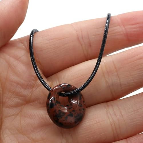 XJruixi New Natural Stone Rose Pink Quartz Necklace Big Hole Beads Charms Pendant Choker Lapis Lazuli Necklaces for Women Men Jewelry