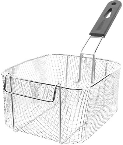 Luxshiny Cesta De Malla De Alambre Cesta De Freidora De Acero Inoxidable con Asa para Presentación De Alimentos Freidora Comercial Colador De Acero Inoxidable Cesta Frita De Alimentos