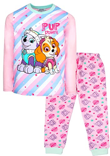 Paw Patrol Schlafanzug für Kinder, langärmelig, 100 % Baumwolle, offizielles Lizenzprodukt, pink gestreift, 1-2 Years