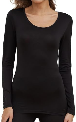 The Essentials Wardrobe Ladies TEW Long Sleeve Thermal Top - Black - 8-10