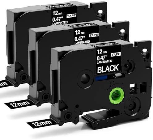 Aken Kompatibel mit P touch Schriftband 12mm 0.47 TZe-335 Weiß auf Schwarz als Ersatz für TZe335 für Beschriftungsgerät Ptouch 1010 H105 1000 1005 1280 D400 D600 Cube