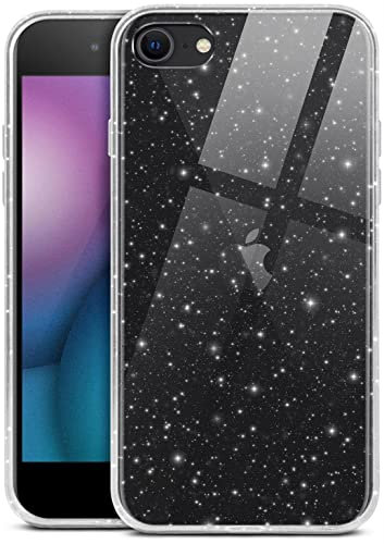 moex Sparky Case für iPhone 7/8 / SE (2020/2022) Hülle mit Glitzer Effekt aus Silikon, durchsichtige Handyhülle dünn und weich, Schutzhülle transparent glitzernd Design Cover, Klar