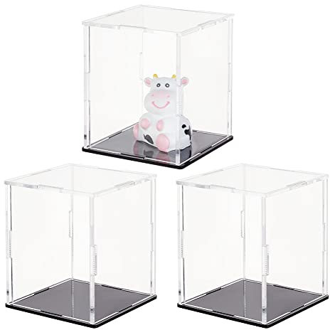 OLYCRAFT 3er Pack Klare Acryl Vitrine Zum Zusammenbauen von Sammlerstücken Actionfiguren Schaukästen Staubdichter Schutz Vitrine Für Sammlung Actionfiguren Blöcke Modelle - 6x6x7 cm