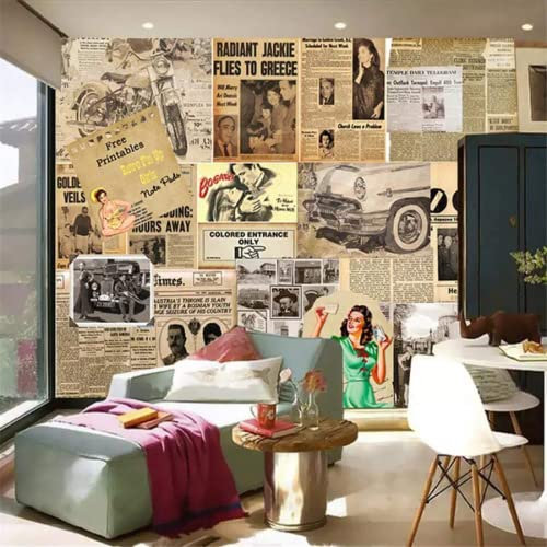 3D Mural Wallpaper Vintage Newspaper Poster 3D Murals Wallpaper for Bedroom and Living Room Wall Decoration
