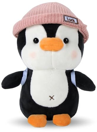 Peluche Pingouin 23cm, Peluche Pingouin Jouet Pour Les Garçons et Les Filles, Poupée Pingouin Cadeaux pour enfants, Le Pingouin Peluche, Jouets Pingouins à Câliner Compagnon(Pingouin à chapeau rose)
