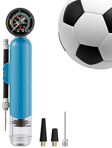 ZONTO Ballpumpe, kompakte Ballpumpe mit Manometer, Luftpumpe mit abnehmbarem Schlauch für Fußball, Basketball, Fußball, Volleyball, Wasserball, Netball, Ball