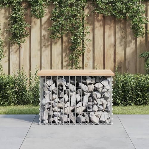 ZEYUAN Banc de Jardin Design de Gabion 63x44x42 cm Bois Massif de pin,Plastique Blanc,Banc Pliable,Deck Table