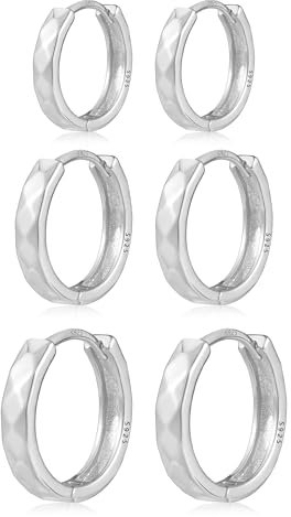 Kleine Silber 925 Ohrringe Creolen Set für Damen, 3 Paar Hypoallergen S925 Sterlingsilber Ohrringe Huggie-Creolen Ohrringe Schmuck Geschenk Kleine Creolen Set für Mädchen