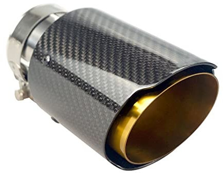 Auto Auspuff Endrohr Auspuff Endrohr Endrohr Endrohr Spitze Für Akrapovic Auto Universal Straight Edge Glossy Carbon Fiber Gold Pipe Autoauspuffende (Size : 51MM IN 89MM OUT)