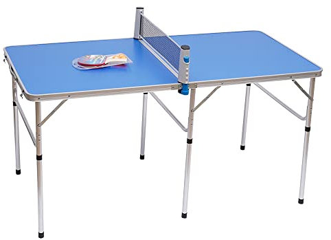 Klappbarer Tischtennistisch, Tischtennisplatte Mini mit Tragegriff, Indoor Tischtennistisch, 152x76x76cm, Tischtennisplatte Compact, Inklusive Netz, 2 Schlägern und 3 Tischtennisbällen