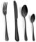 Black Cutlery Set, 16 Piece Stainless Steel Cutlery Set for 4 People Black Knife and Fork Set with Round Handle Mirror Polished Surface Easy to Clean and Dishwasher Safe