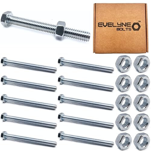 M6 Nuts & Bolt 10 Pack (M6 x 50mm Bolts & M6 Nuts) Hex Bolt/Setscrew Fully Threaded
