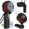 LtYioe Tragbarer Handventilator, Mini-Schreibtisch-Ventilator, wiederaufladbar mit LED-Display, 180° faltbarer persönlicher Ventilator mit Umhängeband als Hals-Ventilator, 6-Gang mit Schwarz