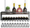 bimiti Ceiling Wine Rack Double-Layer Hanging Wine Rack Wall Mounted Wine Bottle Rack with Glass Holder & Shelf Height Adjustable Black Metal Ceiling Shelf for Bar Cafe Home Kitchen